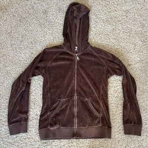 brown velour zip up